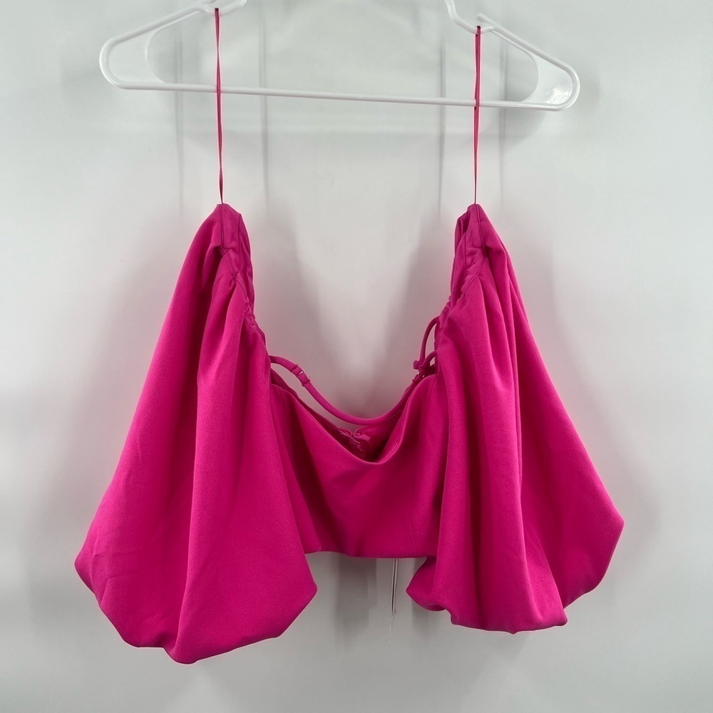 Zara pink fushia blouse puff sleeve size XS